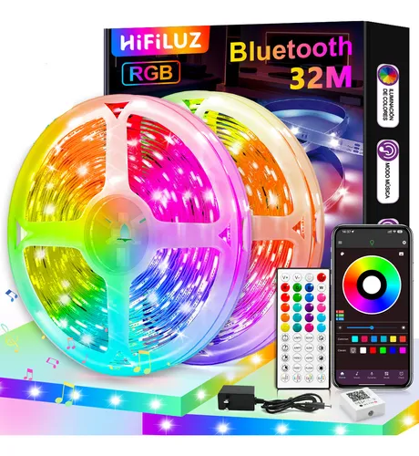 Hifiluz Tiras De Led 32m Bluetooth Rgb Luz Led Inteligentes Música De Tiras De Luces Led App Control Para Cuarto,tv,bar,habitación Gaming,fiesta,decoración De Interior