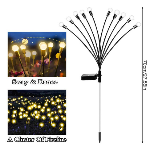 Kit De 40 Pinchos Con Reflector Led Solar Para Jardín, Exter