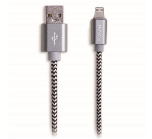 Imagem 1 de 2 de Cabo Para iPhone 1.5m Nylon Wi343 Preto Multilaser