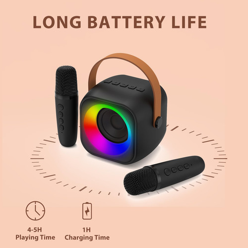 Máquina De Karaoke Jeefu Para Niños Con 2 Micrófonos Rosa