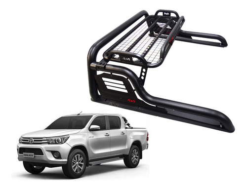 Barra Antivuelco Acero Con Parrilla Toyota Hilux 2016-2021