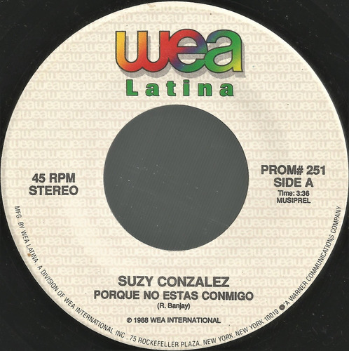 Suzy Gonzalez / Porque No Estas Conmigo - Simple Vinilo Usa