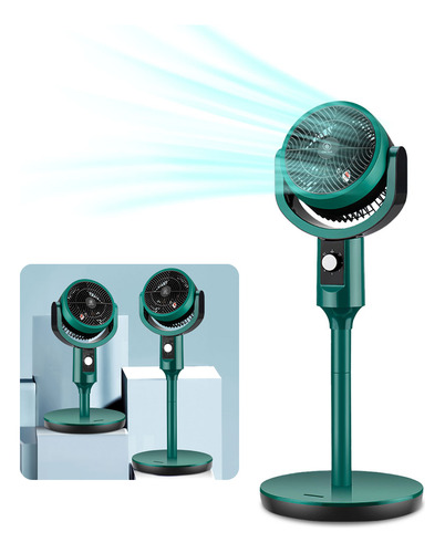 Ventilador De Pedestal Pie Cm-top 3 Velocidades Circulador Oscilación Horizontal Vertical Altura Ajustable Verde