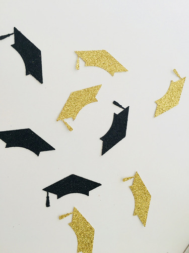 50 Figuras Glitter Decoracion Invitacion Graduacion Birrete Color Birrete 02 - 6.5x3.5cm