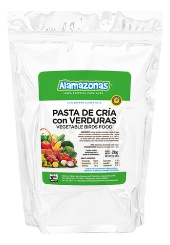 Kit 3 Pasta De Cría Con Verduras 2kg Canaries Alamazonas