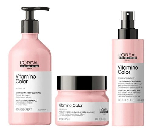 Shampoo 500ml + Mascarilla + Spray Vitamino Color Loreal