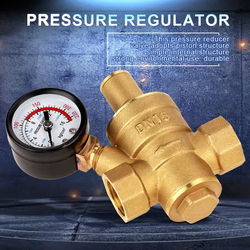 Medidor de presión de agua DN20, reductor regulador de presión de agua  ajustable de latón de 1.6Mpa con medidor de medidor, válvula reductora de