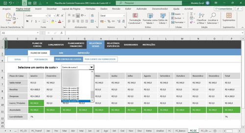 Planilha De Controle Financeiro D R E Centro De Custo 4.0