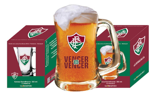 Caneca De Chopp Fluminense Personalizada Vencer Vidro 355ml Cor Transparente