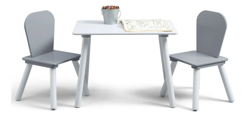 Mesa Y Sillas Infantil C Juguetero Blanco Gris Msi