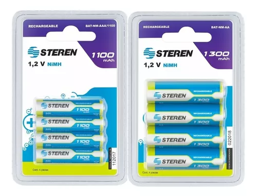 Paquete de 4 pilas recargables AA Steren NiMH 1300 mAh