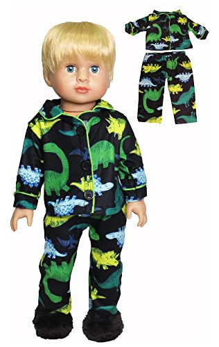 American Fashion World Boy's Dinosaur Button Up Pajamas For