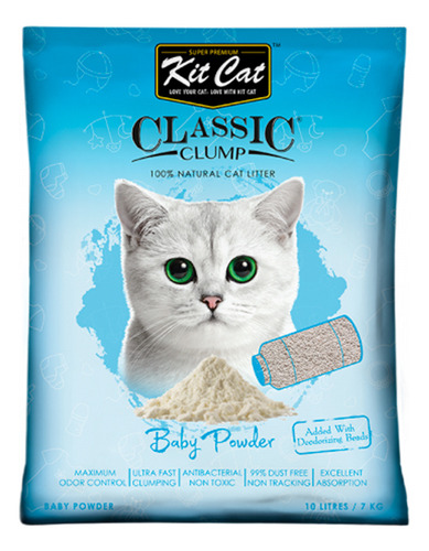 Kit Cat Classic Clump 7kg Aroma Talco De Bebé