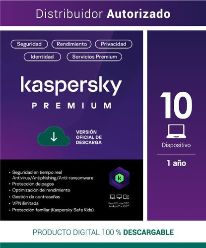 Kaspersky Premium + Customer Support 10 Usuario 1 Año