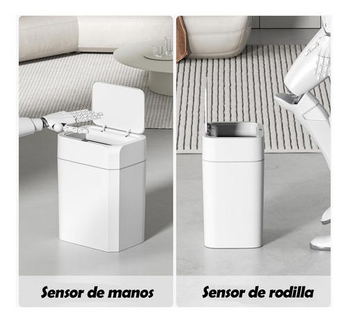 2pzs Botes De Basura Inteligente Con Tapa Para Baño Cocina Blanco
