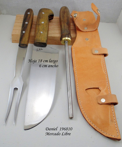Set Cuchillo, Tenedor Y Chaira 18cm  Op Personalizado Parril