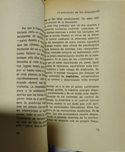 Cultura Y Simulacro. Baudrillard. (Usado)