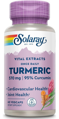 Extracto De Raíz De Cúrcuma 570 Mg Solaray 60 Cápsulas