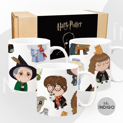 Set Mug 11 Oz Harry Potter X 3 Unidades + Empaque  Artesanal