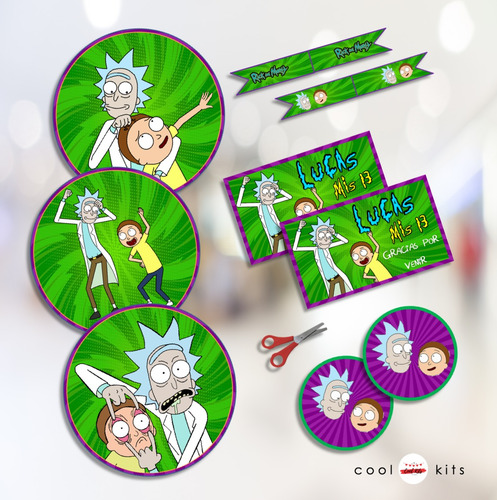 Kit Imprimible Rick Y Morty Personalizado Cumpleaños Candy