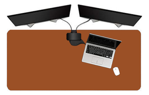 Tapete De Mesa P/ Notebook Em Couro + Porta Copo 180x30 Cor Caramelo