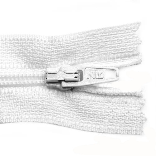 Zíper Nylon Fino Com Cordão 60cm Com 10 Unidades Cor 501- Branco