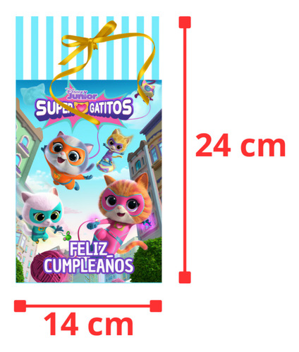 Bolsas Cumpleaños Supergatitos Disney Jr 6 Unidedas Cotillón