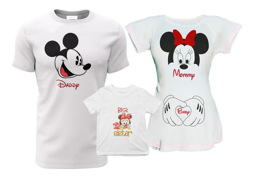 3 Pack Familia Embarazo Mamá Papá Hermano A | Mickey Minnie