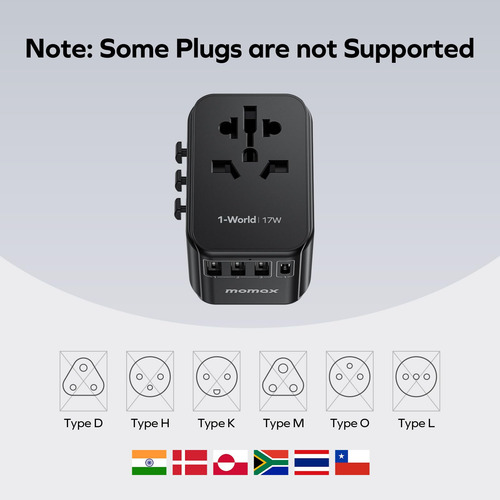 Adaptador De Enchufe De Viaje Momax Universal Tipo C/g/a/i C