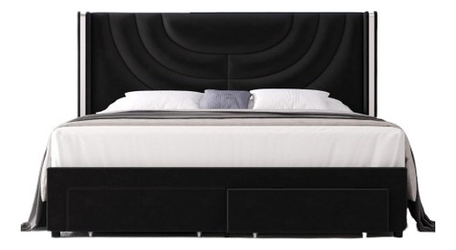 Base De Cama Led C/2 Cajones; Negro; Hithos