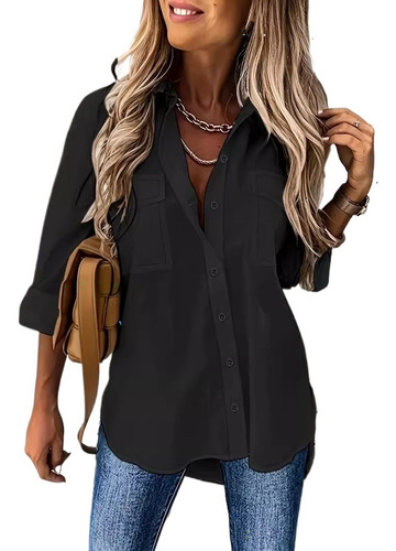 Camisa Holgada De Manga Larga Con Cuello Vuelto Para Otoño/i