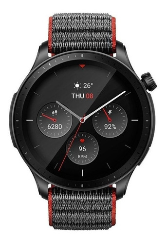 Smartband Amazfit GTR 4 1.43", malla racetrack grey y bisel negro