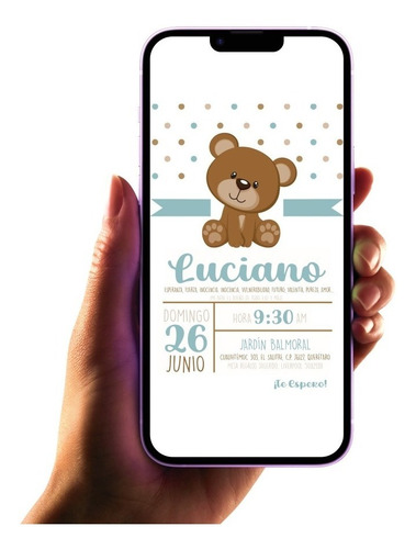 Invitación Digital Baby Shower Oso Azul Para Niño Imprimible