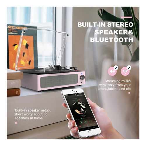 Jugador De Discusión De Vinilo Con Altavoces Giradrones Para