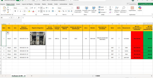Dashboard Controle De Máquinas E Equipamentos - Nr12