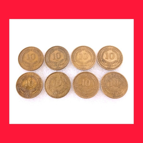 Lote De Monedas Chilenas De 10 Centésimos