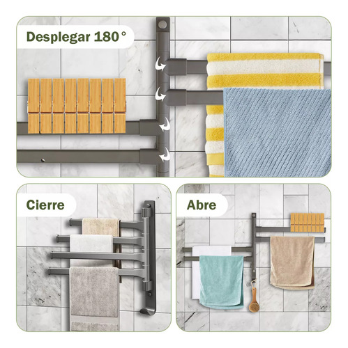 Toallero De Acero Inoxidable Para Pared Con Brazos Móviles
