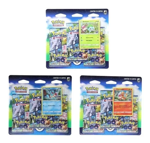 Blister triplo cartas pokemon tcg charmander coleção pokemon go em