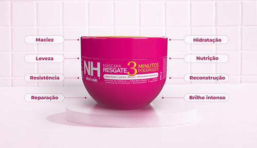Kit 2 Máscara Resgate 3 Minutos Poderosos Nh New Hair 250g