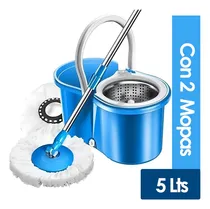 Comprar Mopa Shoppy Mopa Giratoria Centrifuga con balde centrifugador de acero inoxidable con 2 paños de microfibra