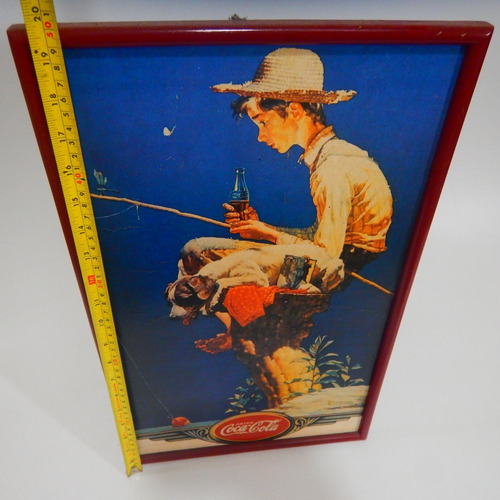 Imagen 3 de 9 de Cocacola Poster Publicitario Antiguo, Original Niño Pesca #3