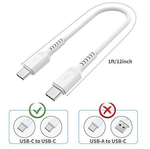 Cable Usb C A C Corto De 1 Pie, Paquete De 3 Cables Tipo C A