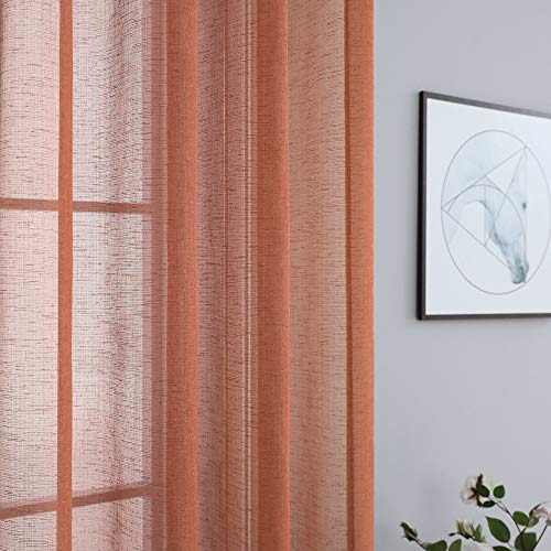 Cortinas Traslúcidas Color Óxido De 38 Pulgadas De Ancho Par