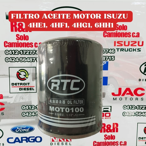 Filtro Aceite Motor Isuzo 4he1, 4hf1, 4hg1, 6hh1