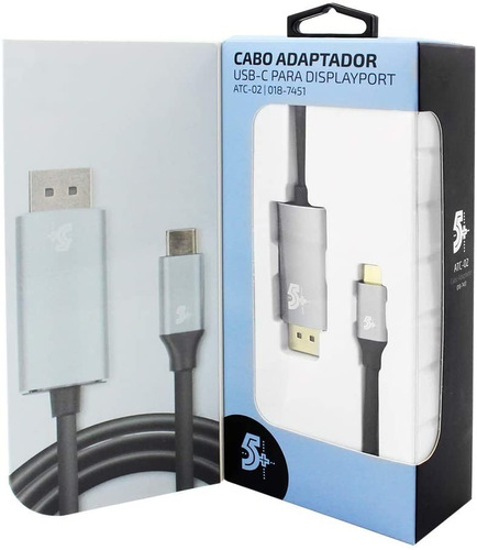Imagem 4 de 4 de Cabo Adaptador Usb-c Para Displayport Macho 4k 60hz - 1.8m