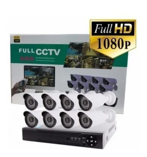 Imagen 1 de 2 de Kit Cctv 8 Canales Dvr Full Hd 1080p P2p Seguridad