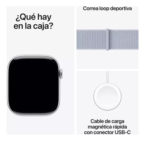Apple Watch Series 10 Gps 46mm De Aluminio Color Plata Plata Correa Loop Deportiva Azul Nube Plateado