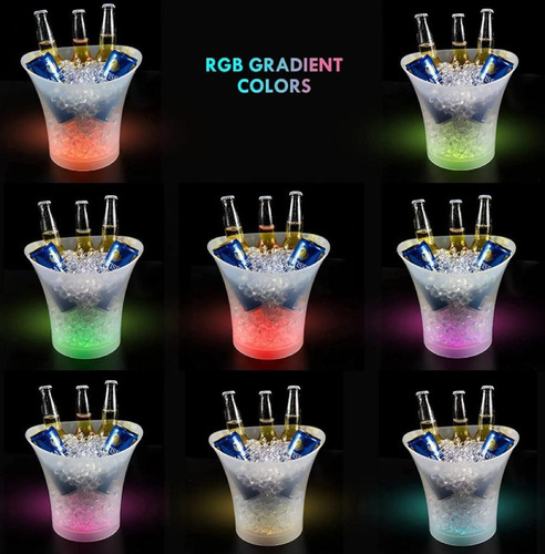 . Hielera Con Luz Led Enfriador Botellas Cerveza Vinos