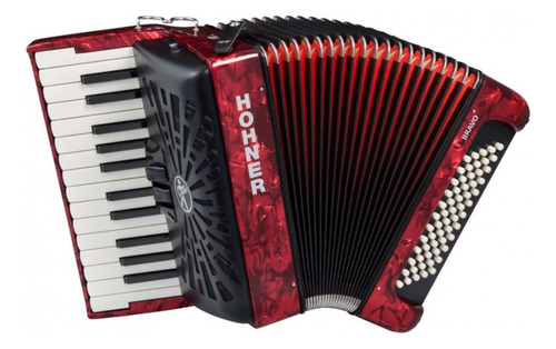 Acordeón A Piano Hohner Bravo Ii 60 Bajos Color Rojo