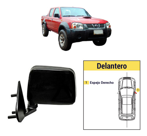 Espejo Derecho Manual Nissan Terrano 1998/2008  Negro 